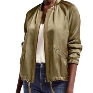 BANANA REPUBLIC Satin Bomber Jacket in Olive